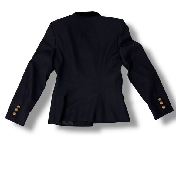Escada Margaretha Ley Navy Blue Wool Blazer with Gold Grommets Size 36 US 4 - Picture 4 of 8